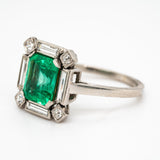 Art Deco Emerald and Diamond Ring-Charlotte Sayers Antique Jewellery