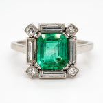 Art Deco Emerald and Diamond Ring-Charlotte Sayers Antique Jewellery