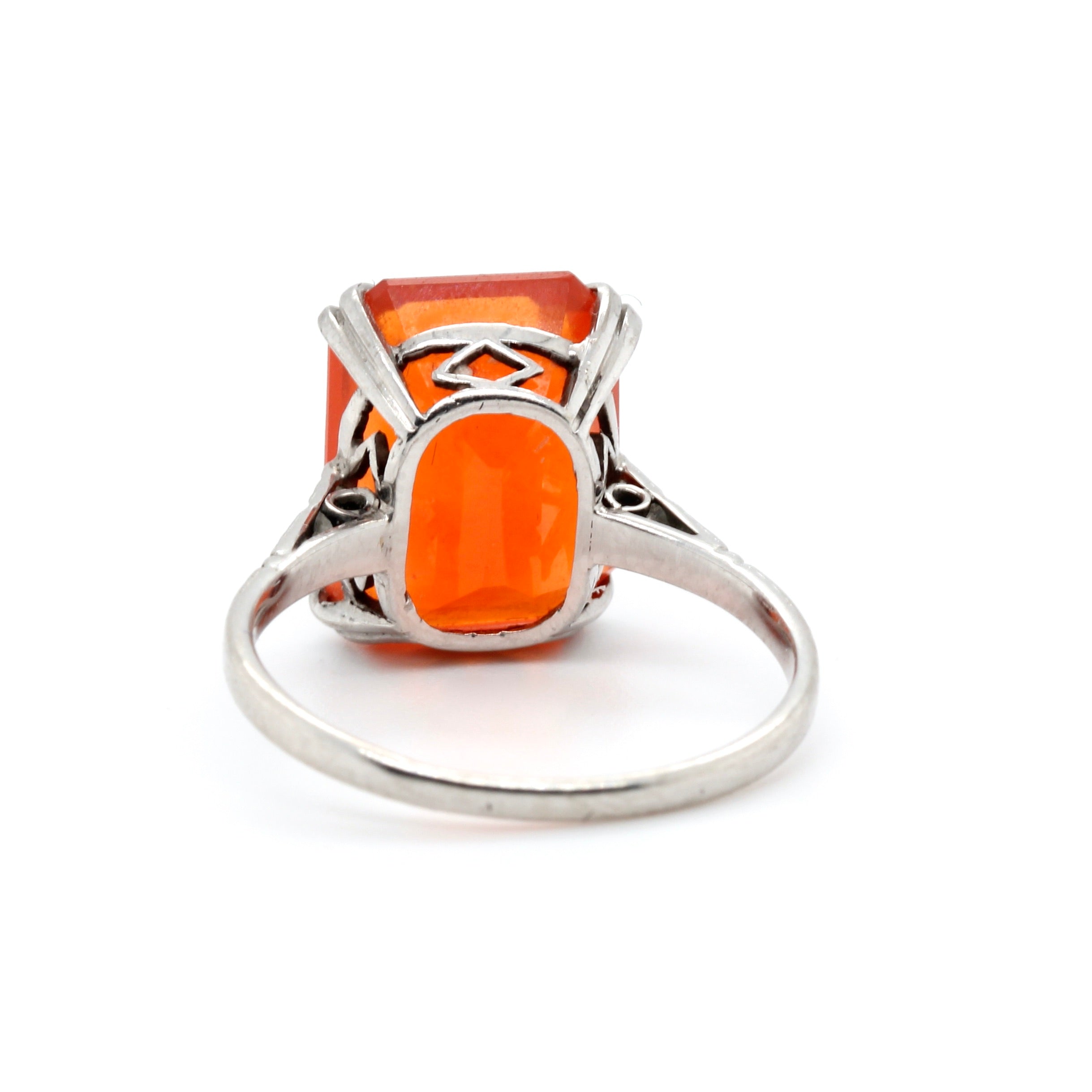 Art Deco Fire Opal and Diamond Ring-Charlotte Sayers Antique Jewellery