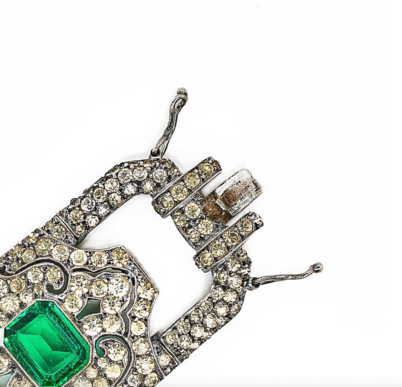 Art Deco Green Paste Bracelet-Charlotte Sayers Antique Jewellery