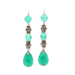 Art Deco Green Paste Drop Earrings-Charlotte Sayers Antique Jewellery