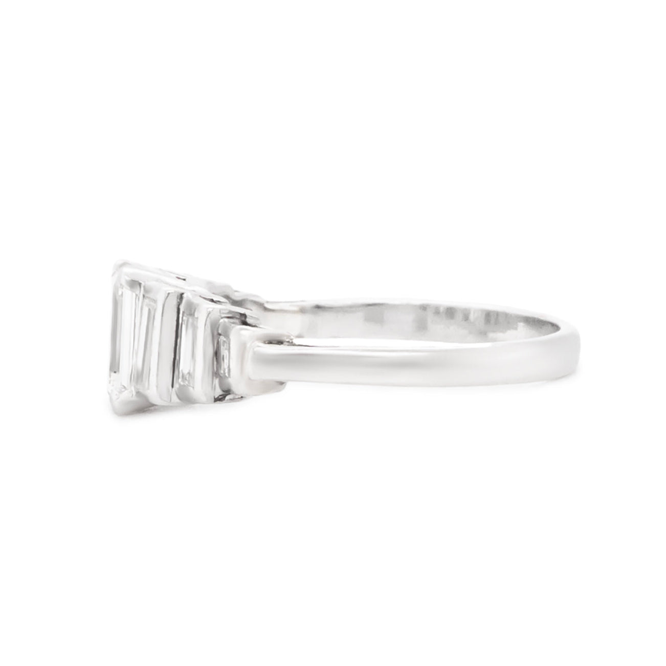 Art Deco Inspired Baguette Cut Diamond and Platinum Ring-Charlotte Sayers Antique Jewellery