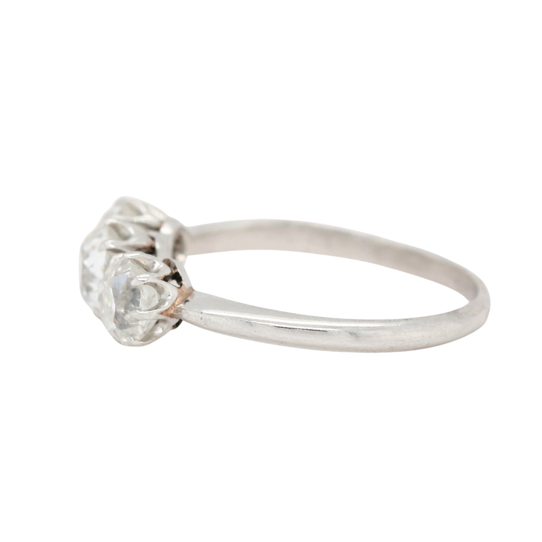 Art Deco Old Cut Diamond Three Stone Trilogy Ring-Charlotte Sayers Antique Jewellery