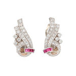 Art Deco Old Cut Diamond and Ruby Earrings-Charlotte Sayers Antique Jewellery