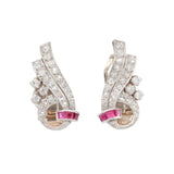 Art Deco Old Cut Diamond and Ruby Earrings-Charlotte Sayers Antique Jewellery
