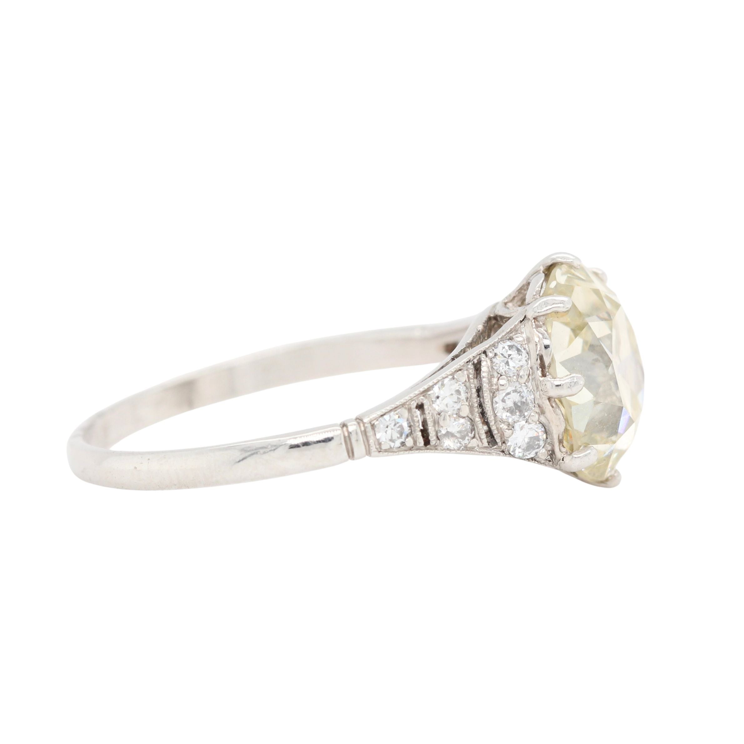 Art Deco Old Mine Cut Diamond Ring-Charlotte Sayers Antique Jewellery