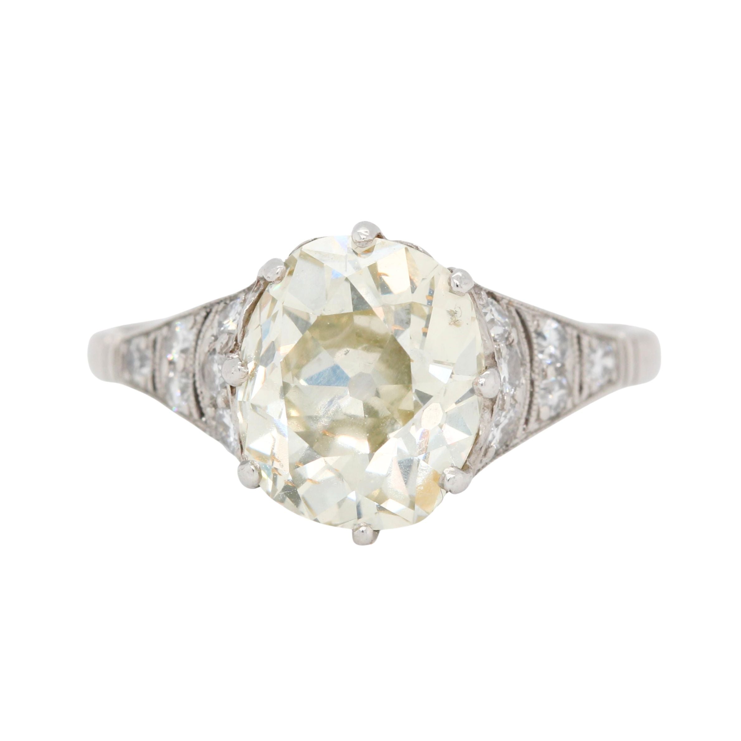 Art Deco Old Mine Cut Diamond Ring-Charlotte Sayers Antique Jewellery