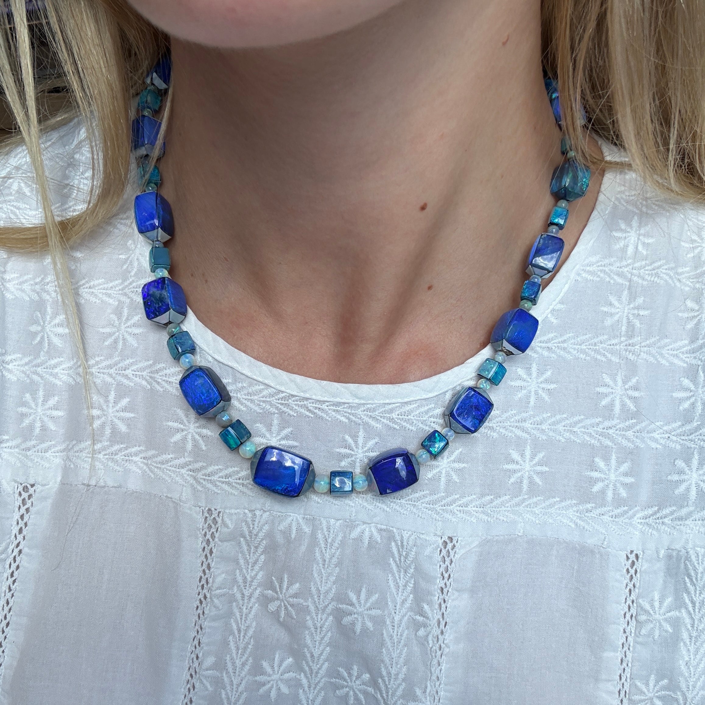 Art Deco Opal Bead Necklace-Charlotte Sayers Antique Jewellery
