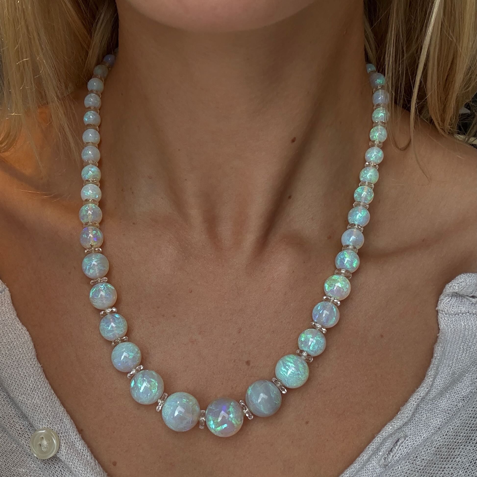 Art Deco Opal and Crystal Necklace-Charlotte Sayers Antique Jewellery