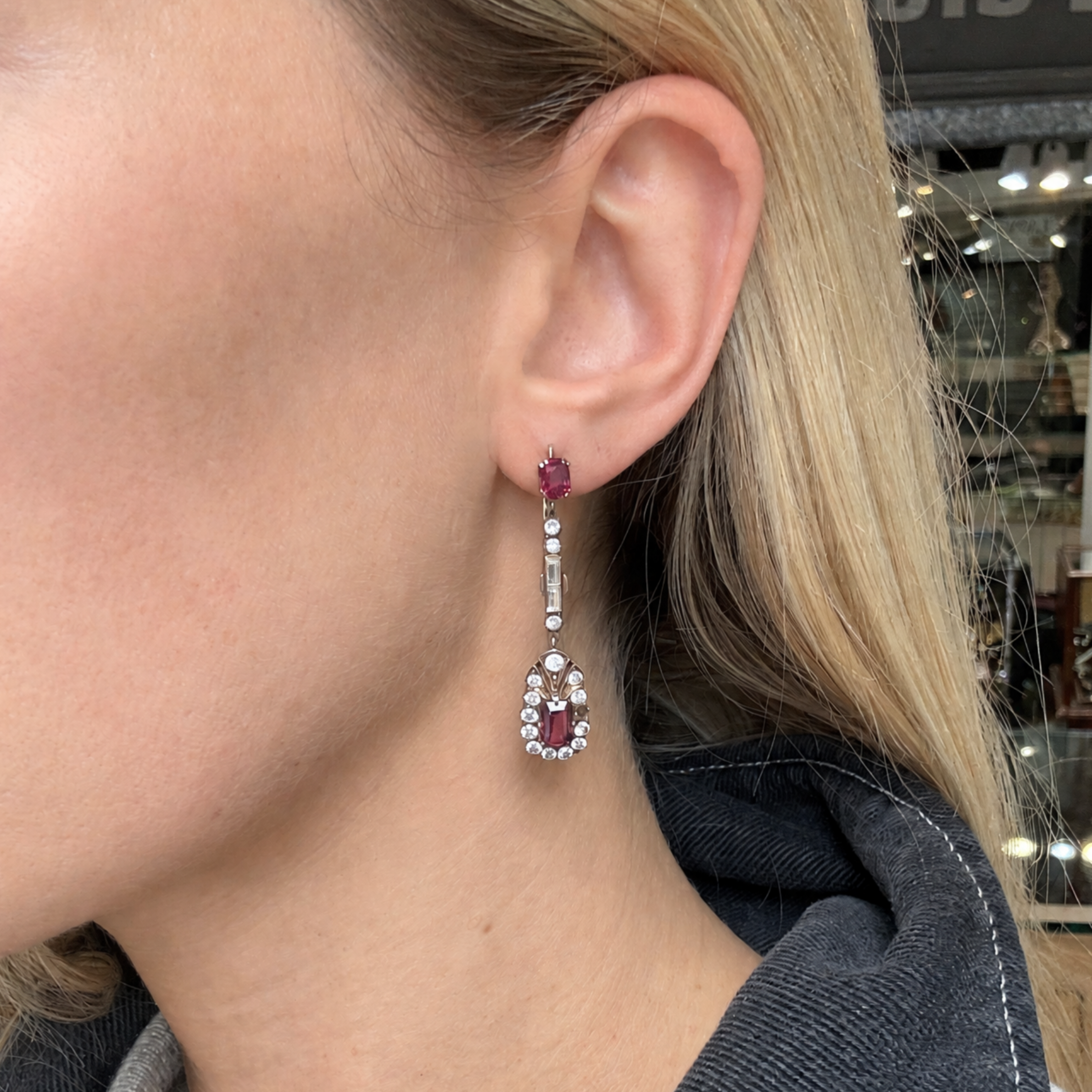 Art Deco Paste Earrings-Charlotte Sayers Antique Jewellery
