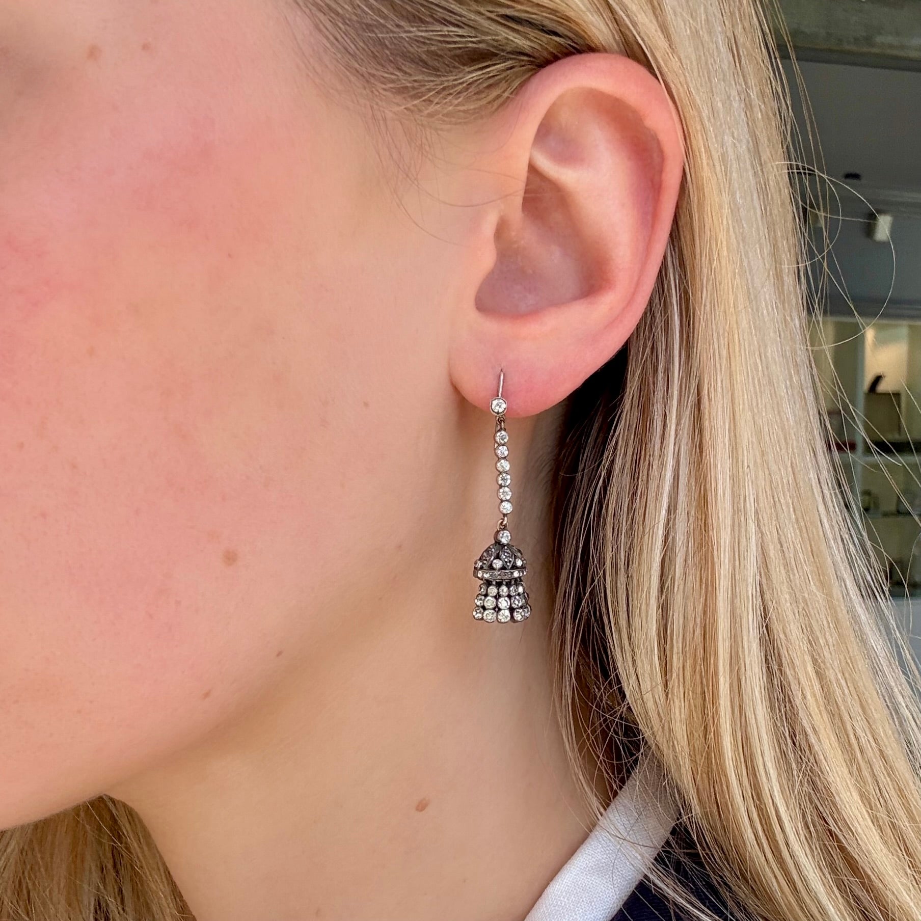 Art Deco Paste Earrings-Charlotte Sayers Antique Jewellery