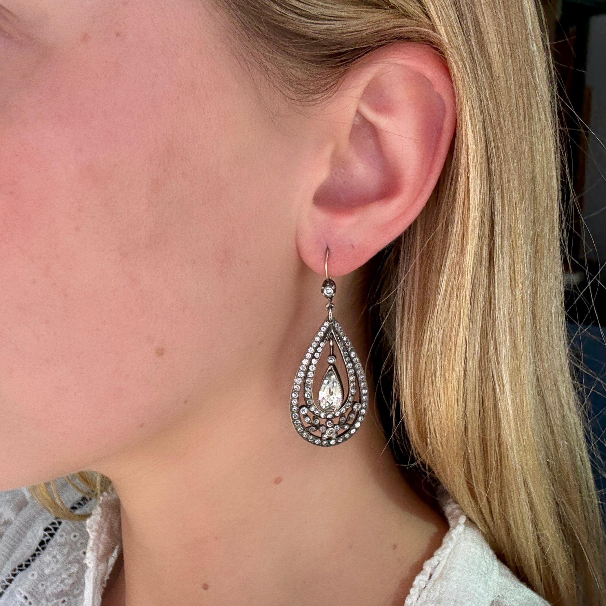 Art Deco Paste Earrings-Charlotte Sayers Antique Jewellery