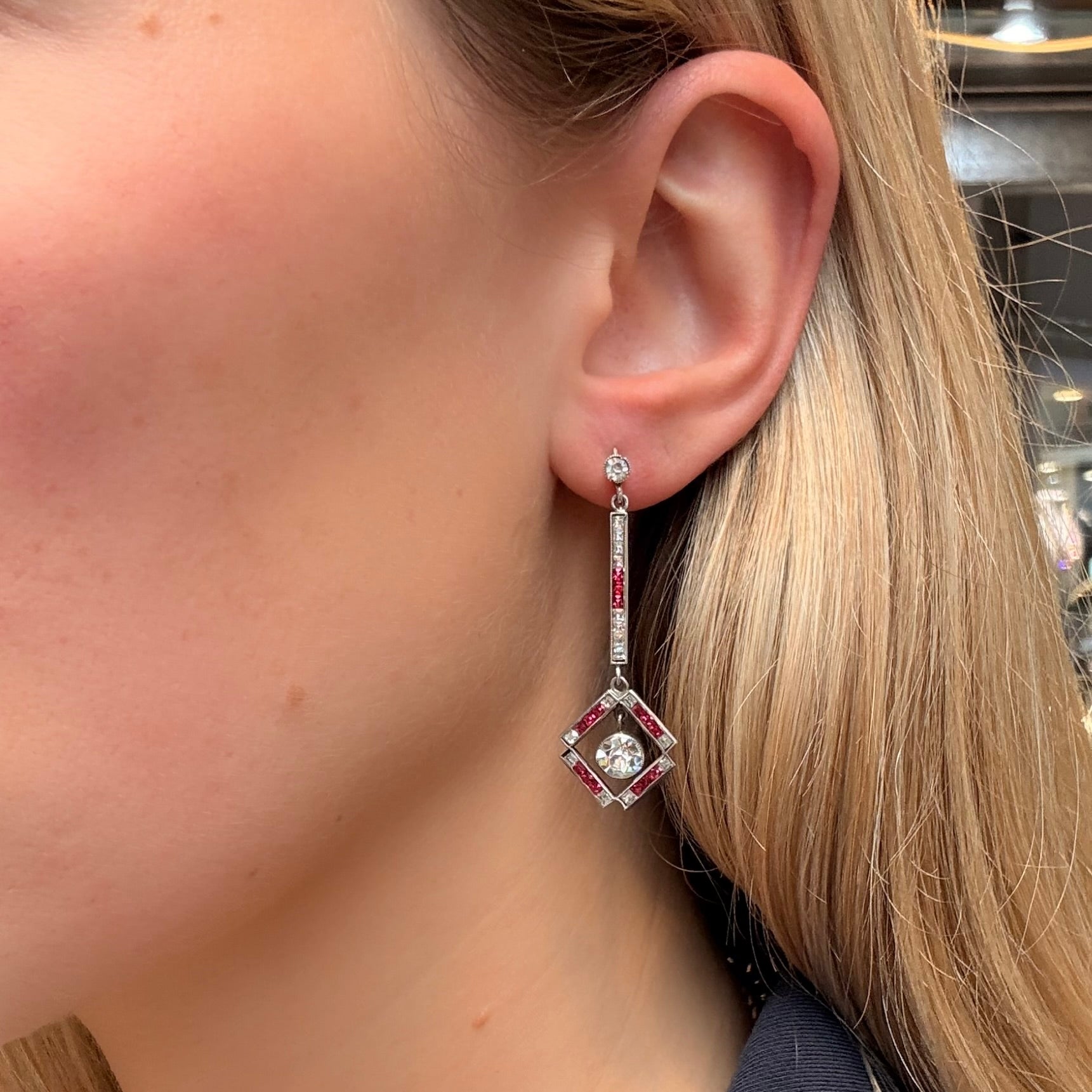 Art Deco Paste Earrings-Charlotte Sayers Antique Jewellery