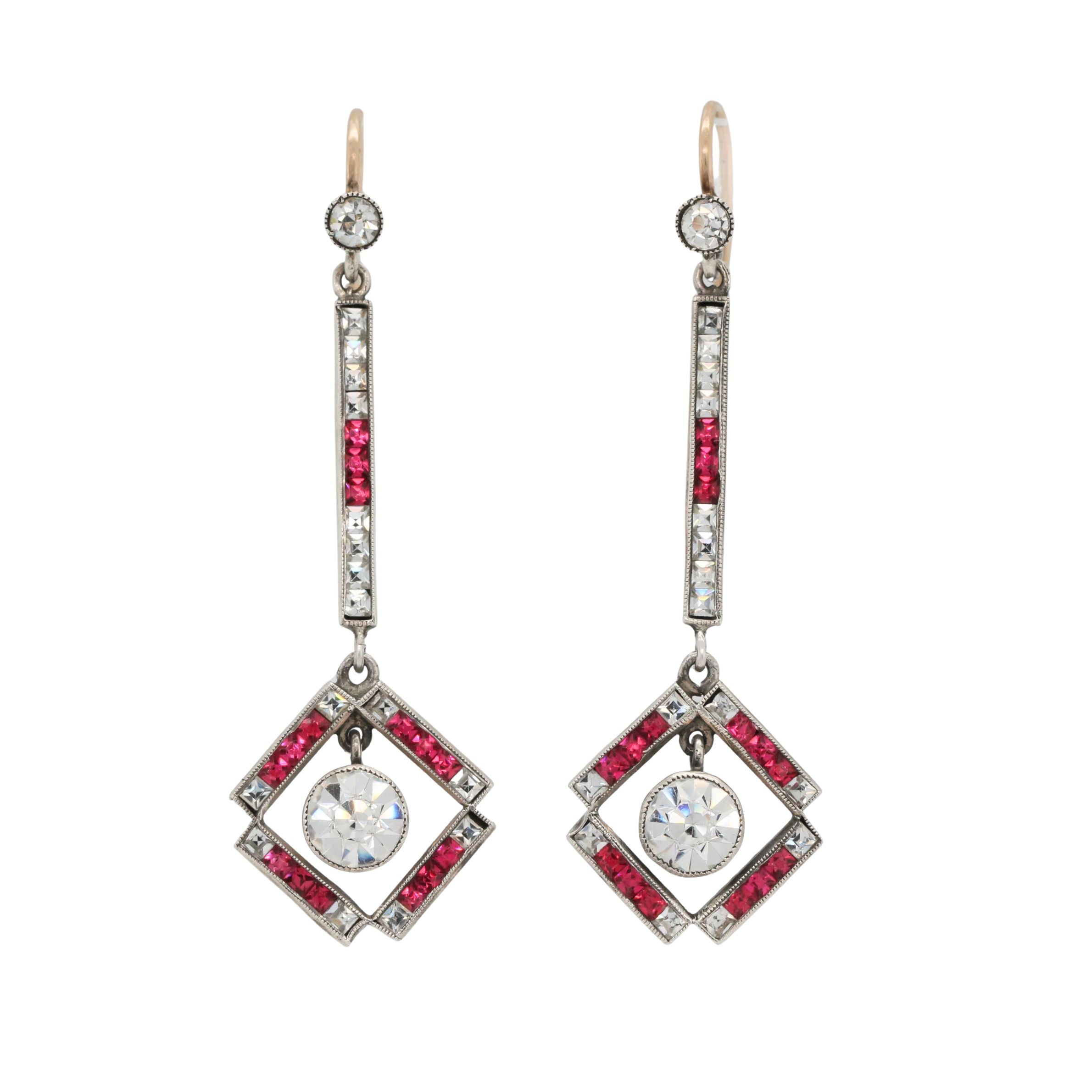 Art Deco Paste Earrings-Charlotte Sayers Antique Jewellery