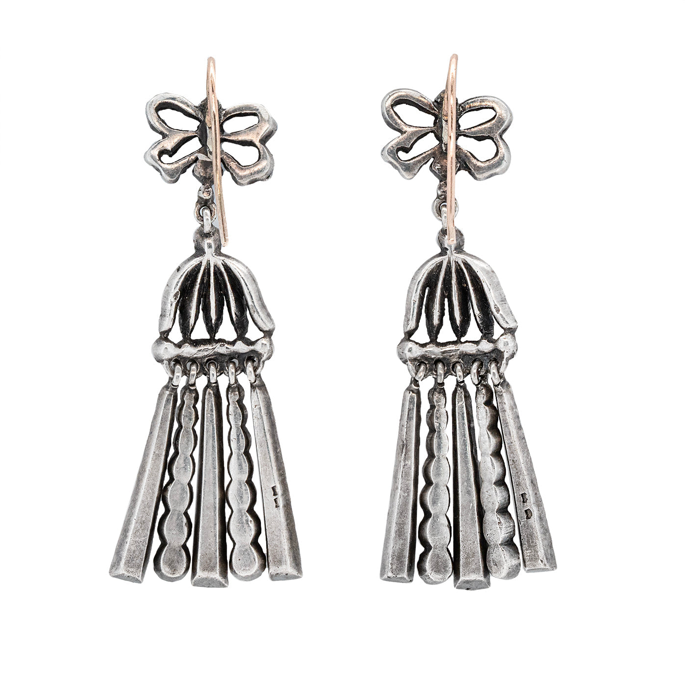 Art Deco Paste Tassel and Bow Earrings-Charlotte Sayers Antique Jewellery