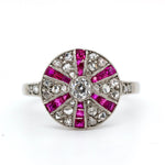 Art Deco Ruby and Diamond Circular Ring-Charlotte Sayers Antique Jewellery