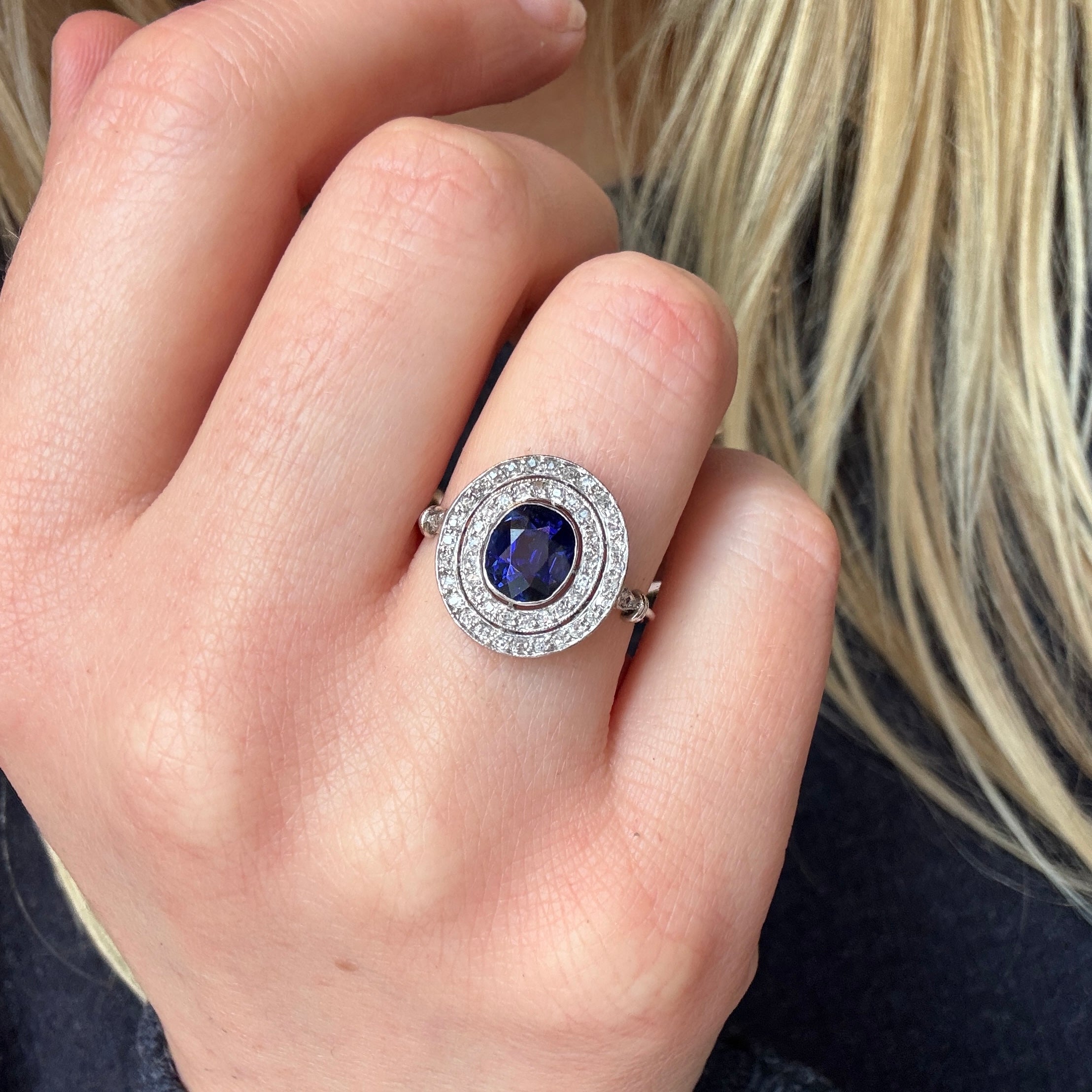 Art Deco Sapphire and Diamond Cluster – Charlotte Sayers