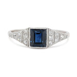 Art Deco Sapphire and Diamond Ring-Charlotte Sayers Antique Jewellery