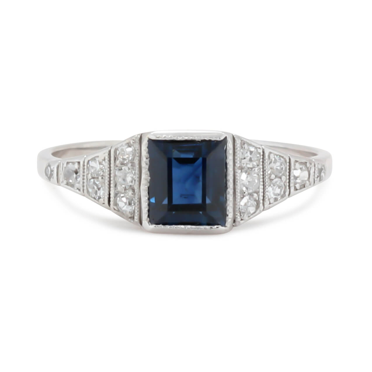 Art Deco Sapphire and Diamond Ring-Charlotte Sayers Antique Jewellery