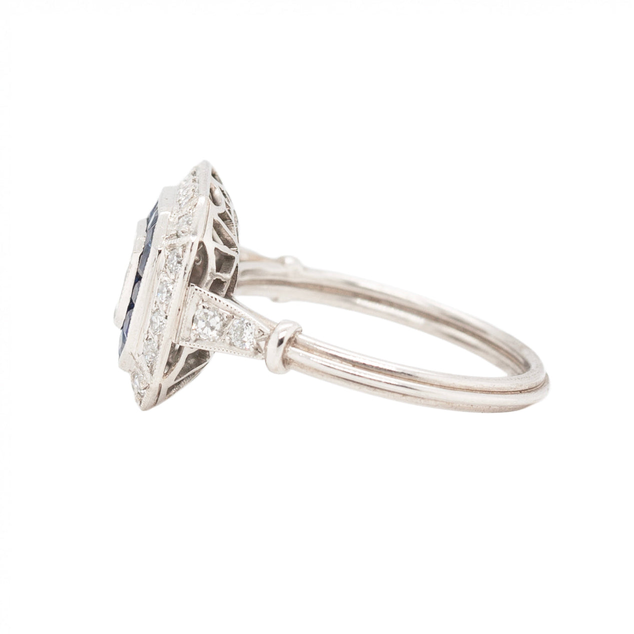 Art Deco Style Sapphire and Diamond Ring-Charlotte Sayers Antique Jewellery