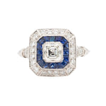 Art Deco Style Sapphire and Diamond Ring-Charlotte Sayers Antique Jewellery