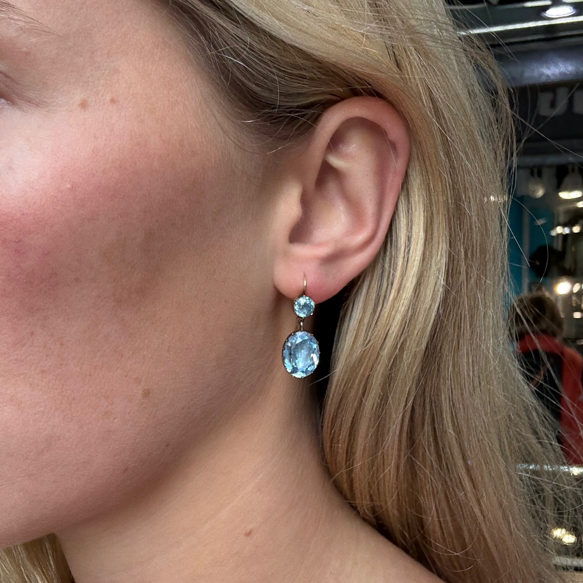 Art Deco Synthetic Spinel Earrings-Charlotte Sayers Antique Jewellery