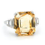 Art Deco Yellow Sapphire Diamond Ring-Charlotte Sayers Antique Jewellery