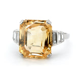 Art Deco Yellow Sapphire Diamond Ring-Charlotte Sayers Antique Jewellery