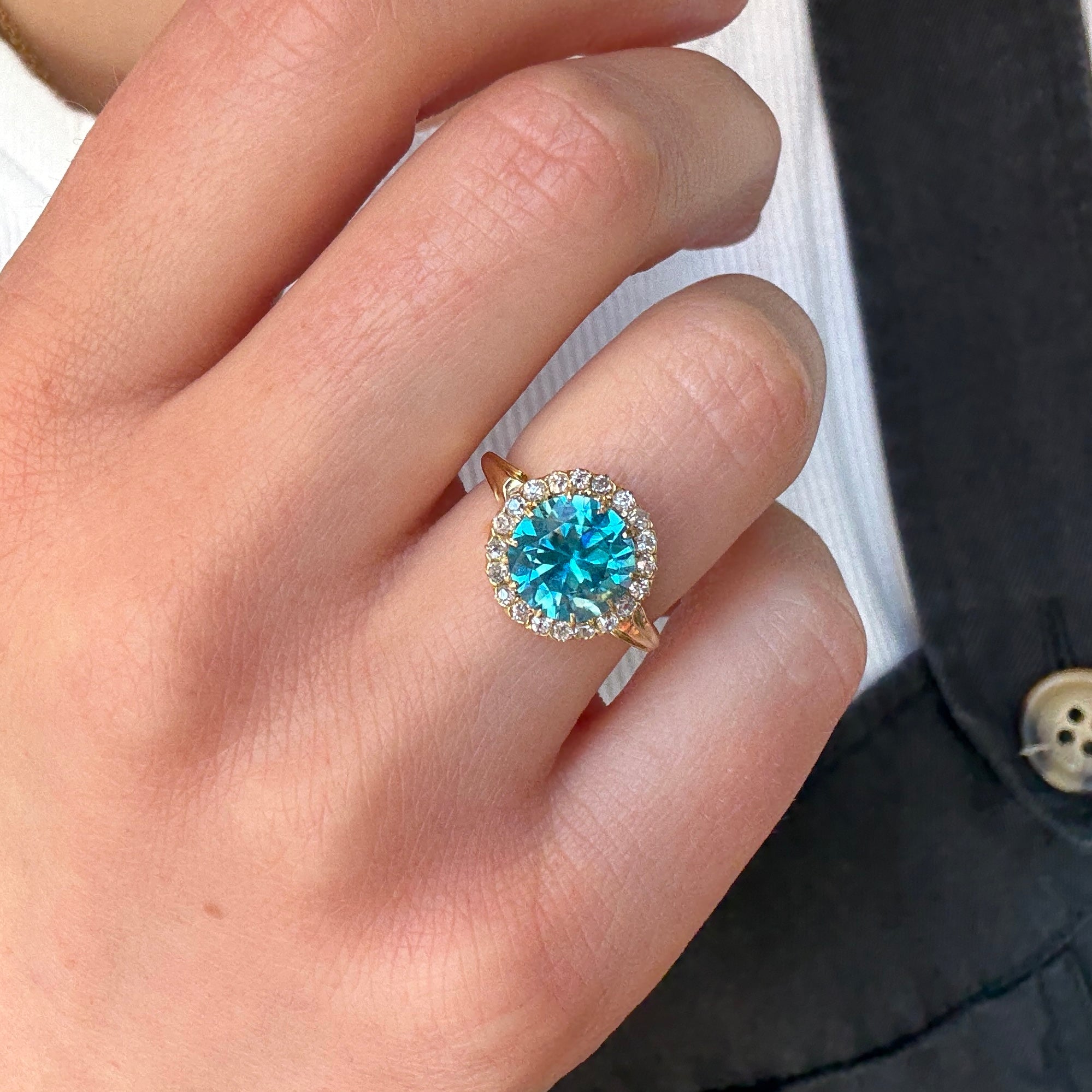 Art Deco Zircon Cluster Ring-Charlotte Sayers Antique Jewellery