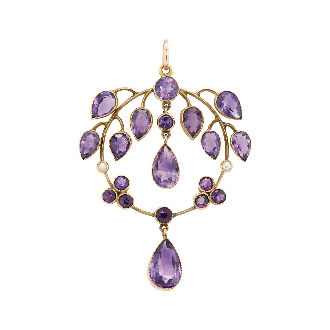 Art Nouveau Amethyst and Pearl Pendant-Charlotte Sayers Antique Jewellery