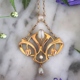 Art Nouveau Blister Pearl and Gold Necklace-Charlotte Sayers Antique Jewellery