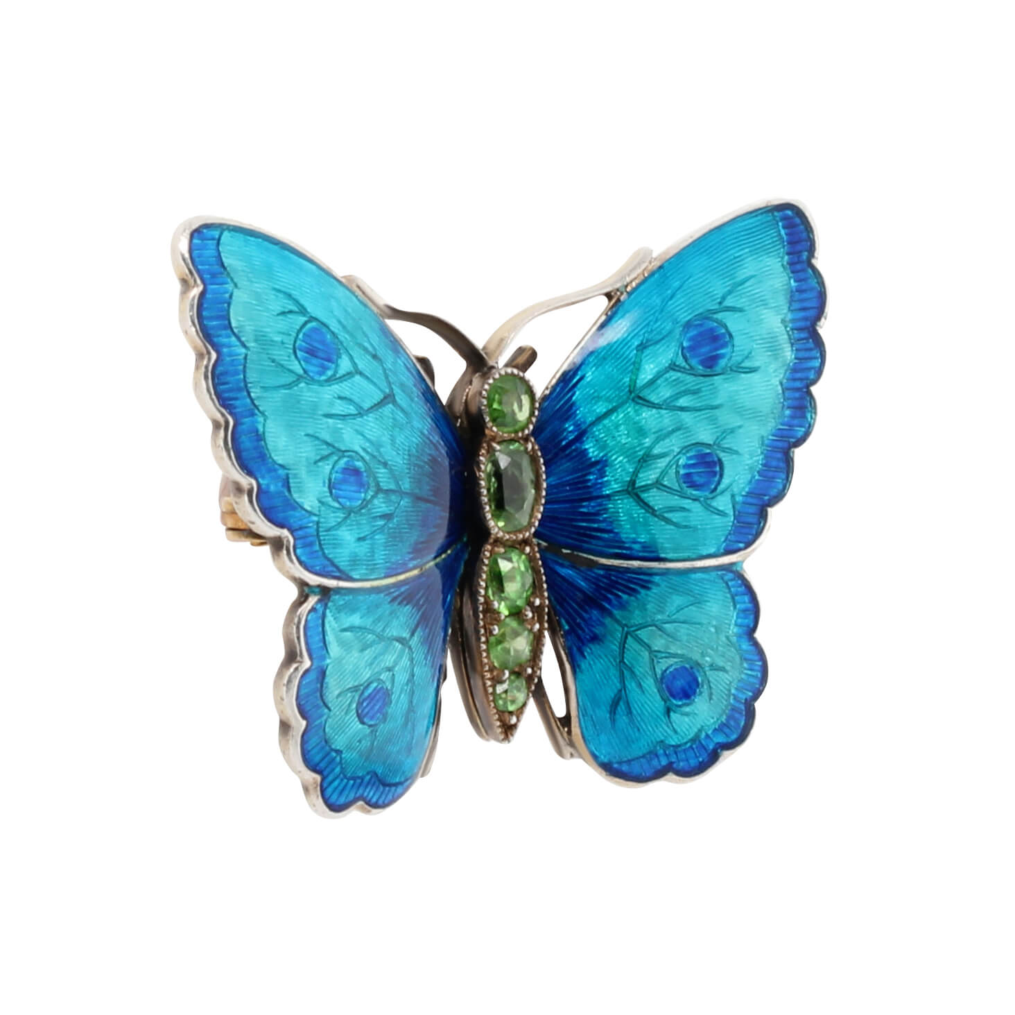 Art Nouveau Blue Enamel Butterfly Brooch-Charlotte Sayers Antique Jewellery