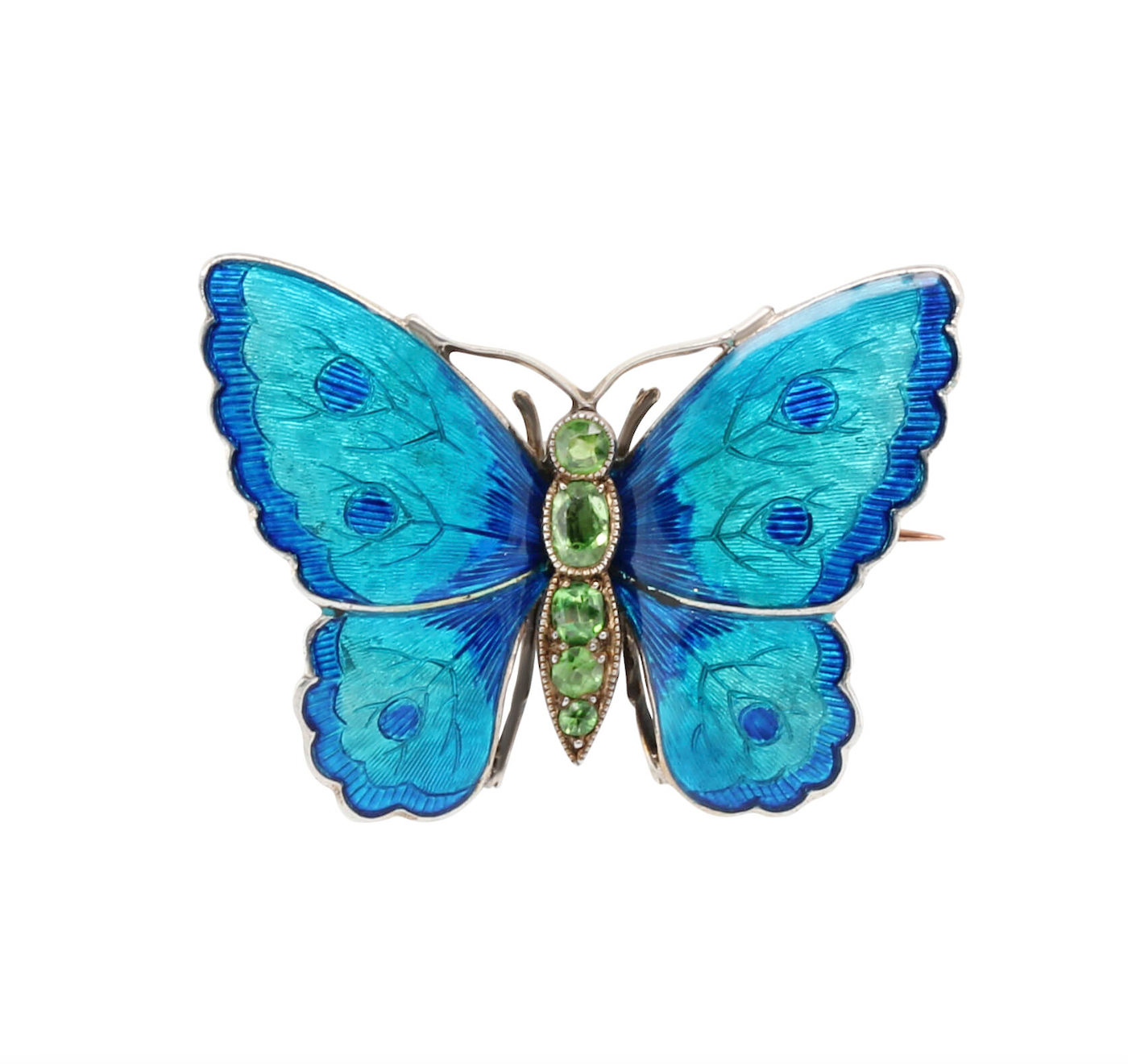 Art Nouveau Blue Enamel Butterfly Brooch-Charlotte Sayers Antique Jewellery