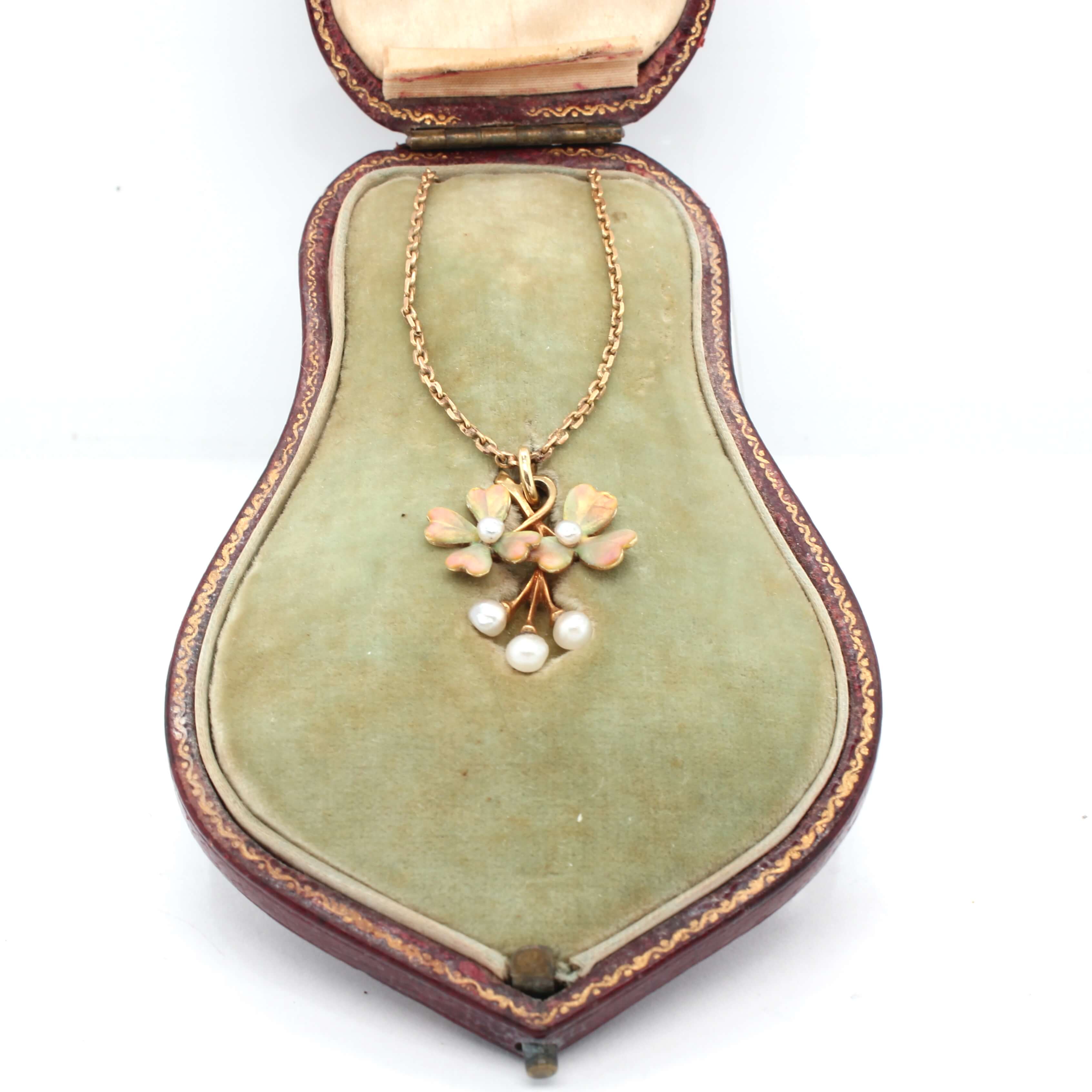 Art Nouveau Enamel and Pearl Pendant-Charlotte Sayers Antique Jewellery