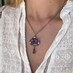 Arts and Crafts Amethyst Diamond and Pearl Pendant-Charlotte Sayers Antique Jewellery