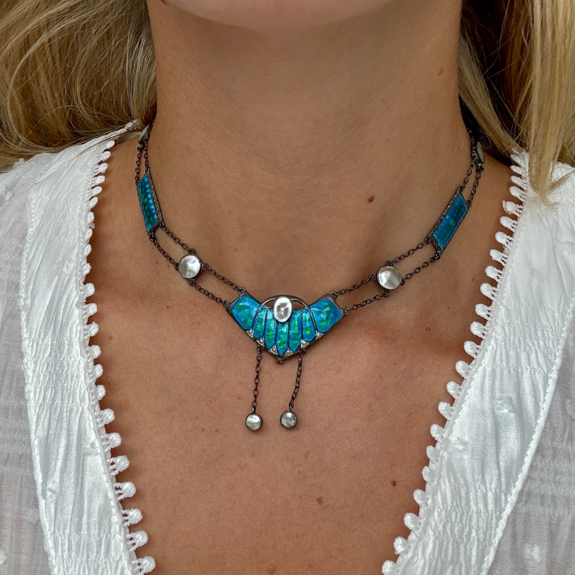 Arts and Crafts Enamel Necklace-Charlotte Sayers Antique Jewellery