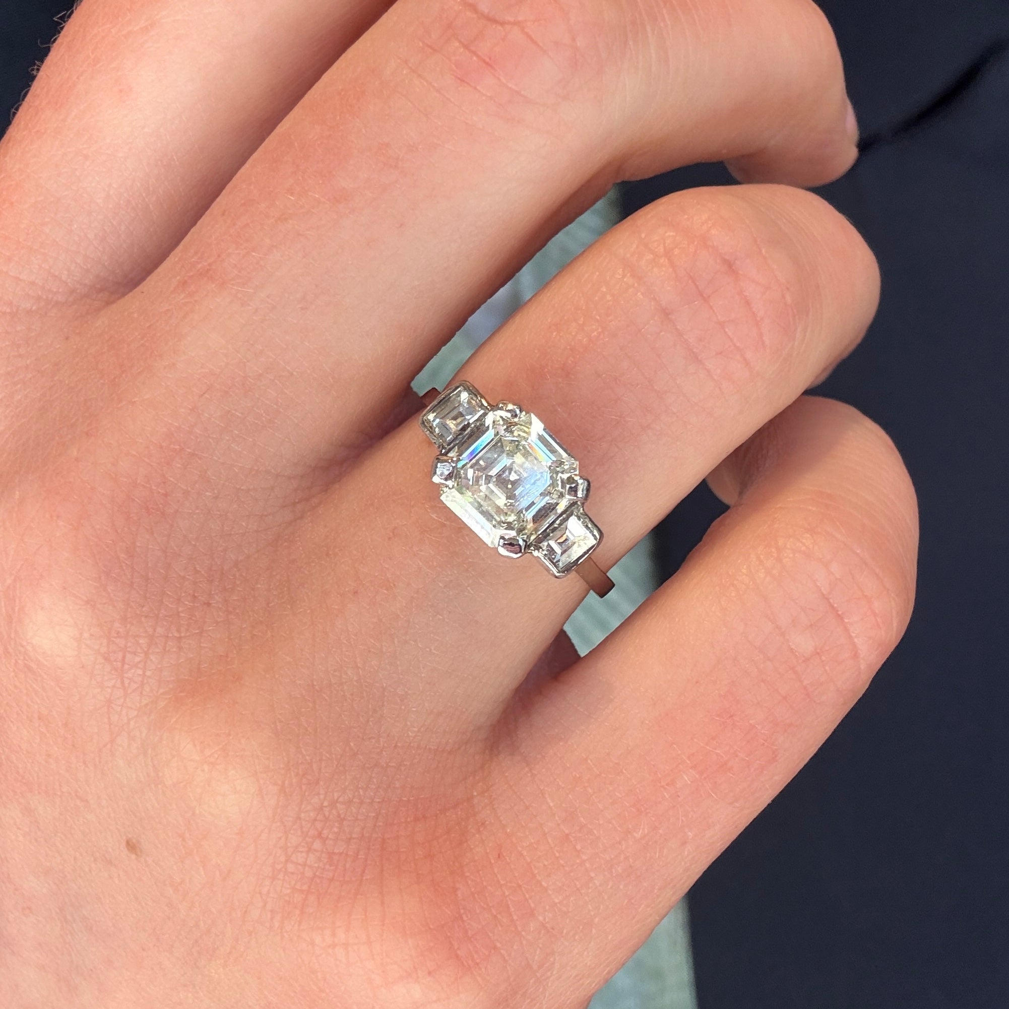 Asscher Cut Diamond Ring-Charlotte Sayers Antique Jewellery