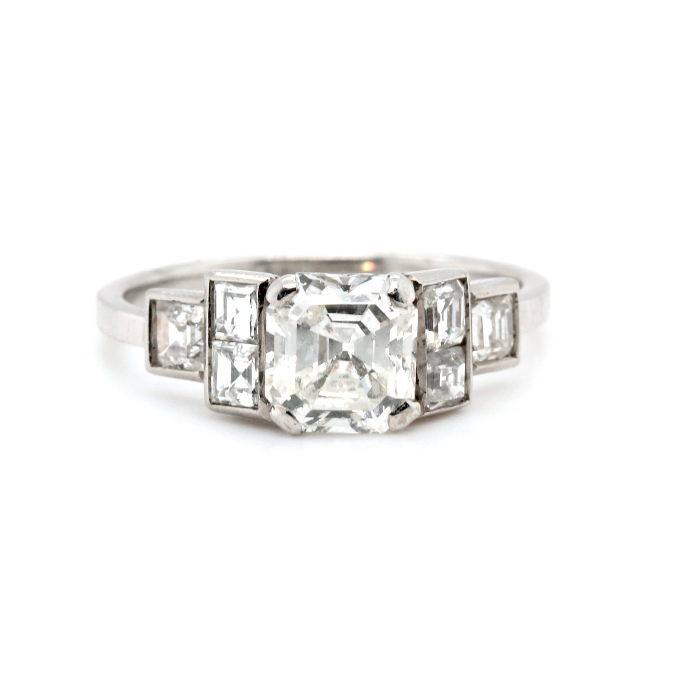 Asscher Cut Diamond Ring-Charlotte Sayers Antique Jewellery