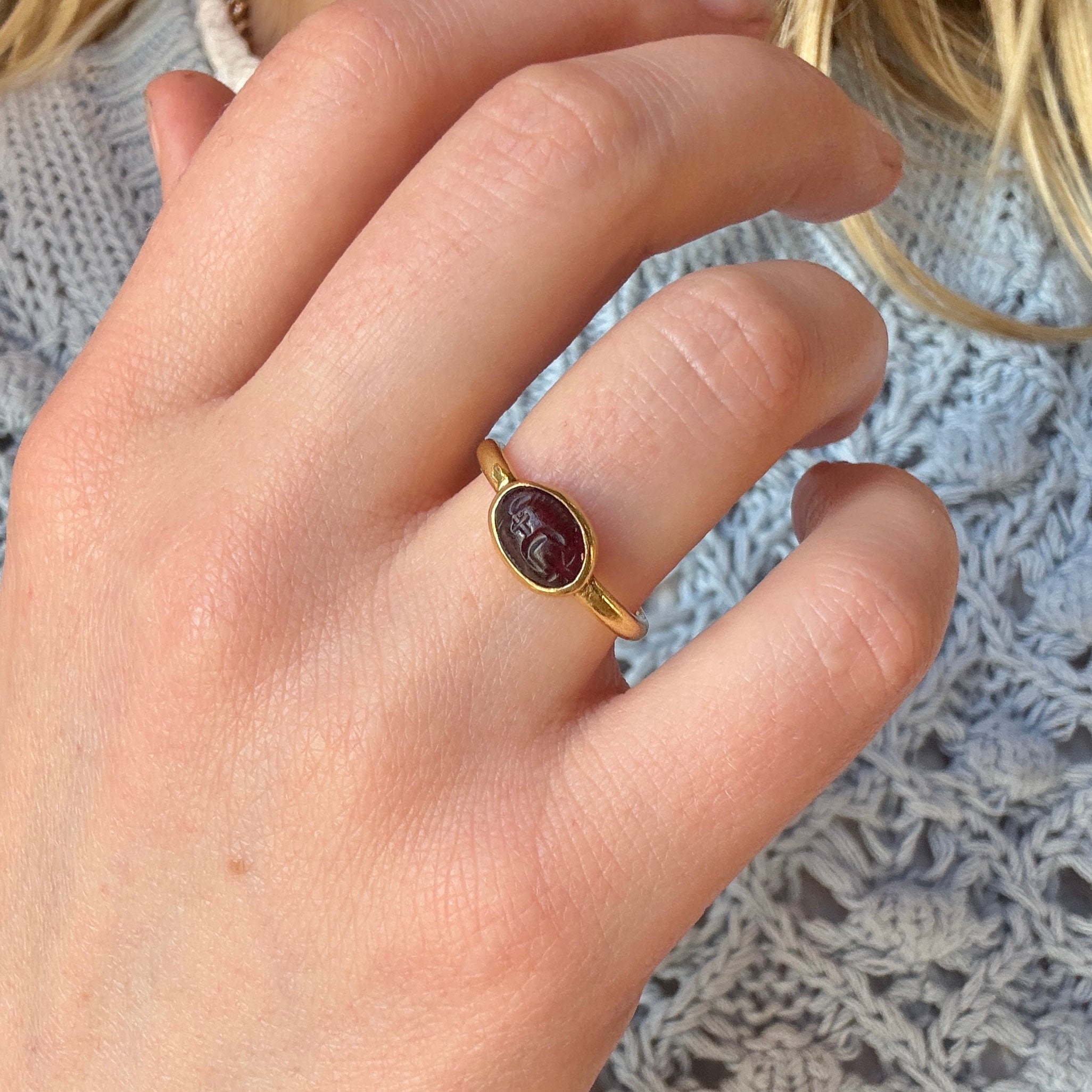 Assyrian Lion Roman Intaglio Ring-Charlotte Sayers Antique Jewellery