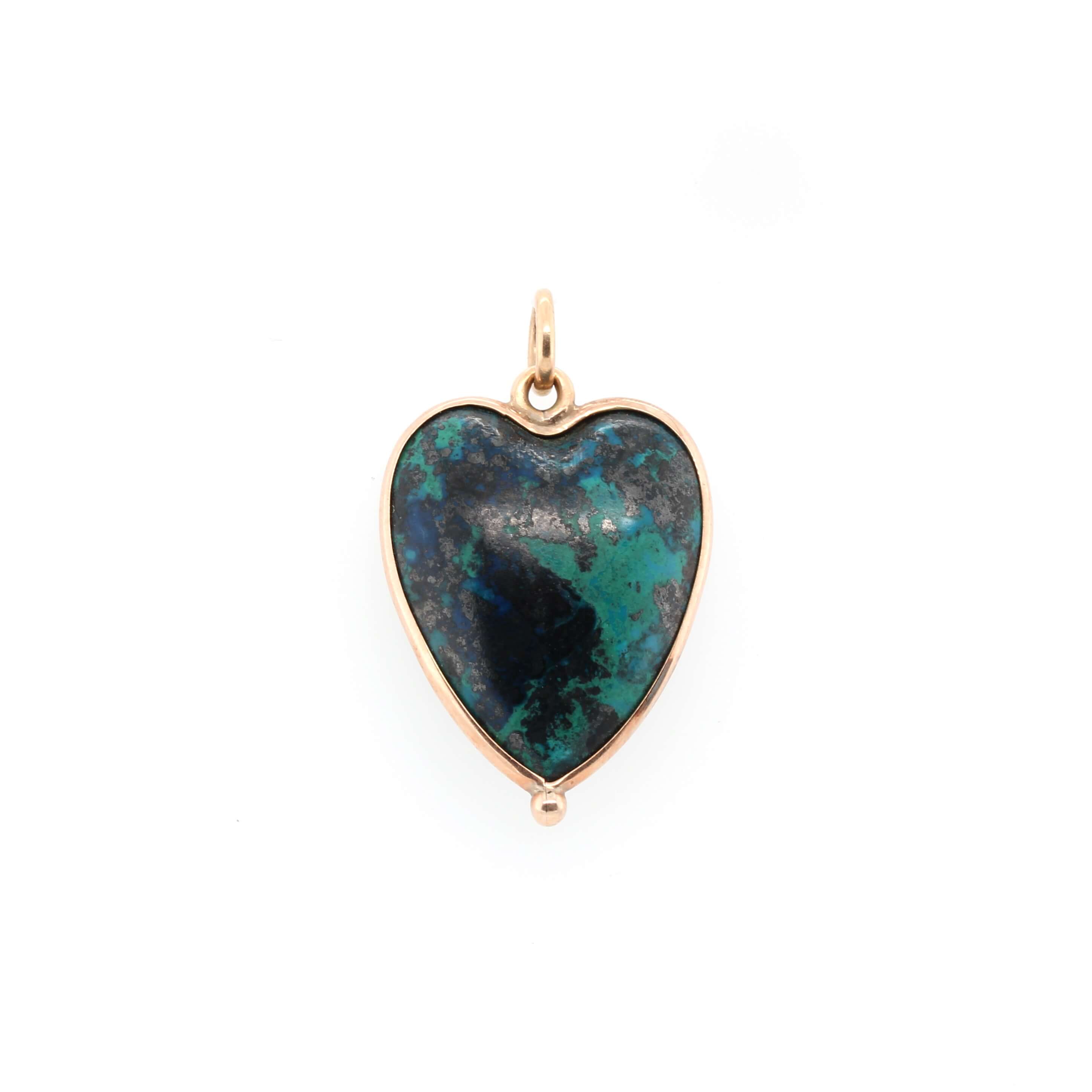 Azurite Malachite Heart Pendant-Charlotte Sayers Antique Jewellery