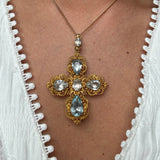 Georgian Aquamarine Cross Pendant