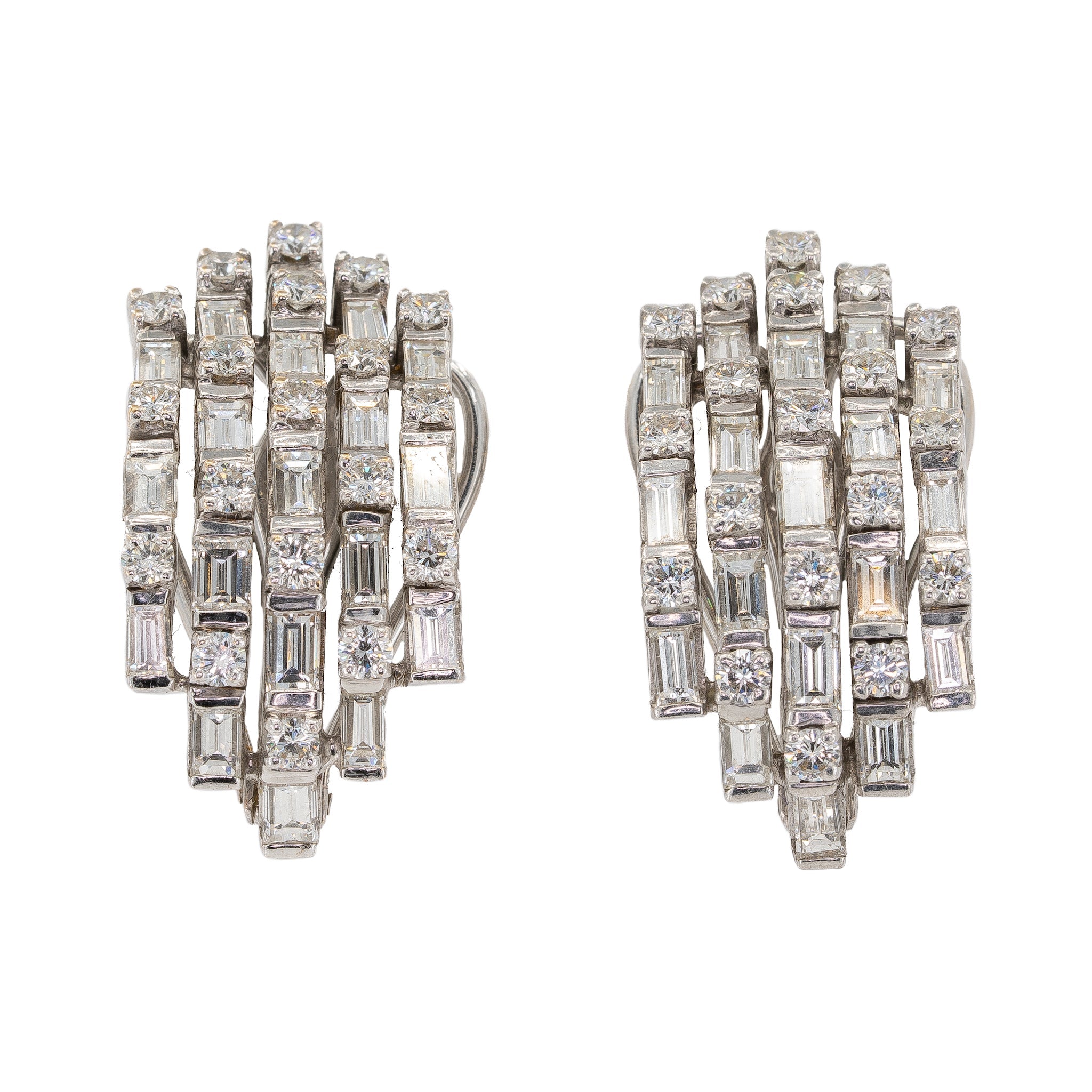 Baguette Diamond Earrings-Charlotte Sayers Antique Jewellery