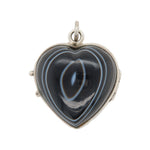 Banded Agate Heart Pendant-Charlotte Sayers Antique Jewellery