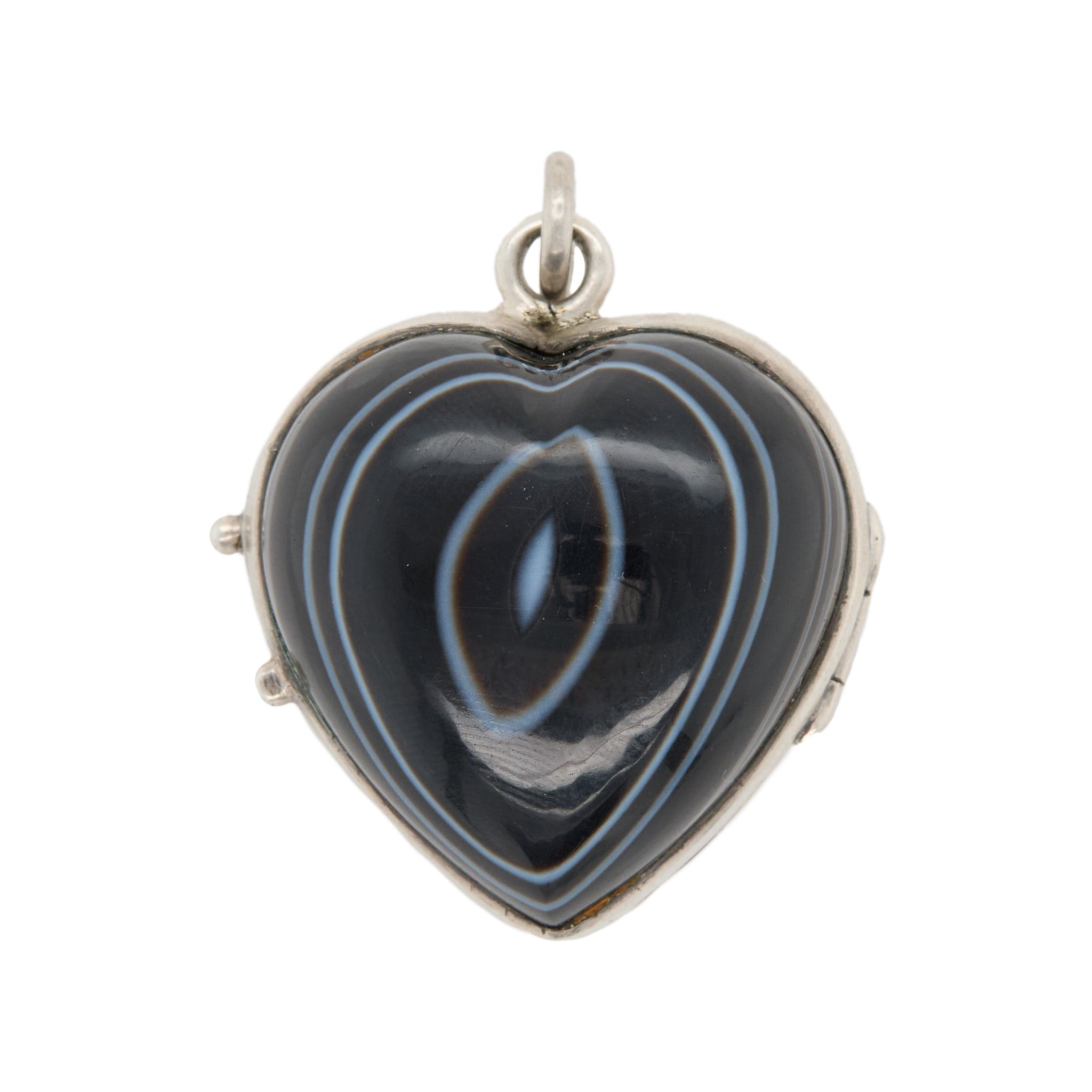 Banded Agate Heart Pendant-Charlotte Sayers Antique Jewellery