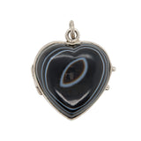 Banded Agate Heart Pendant-Charlotte Sayers Antique Jewellery