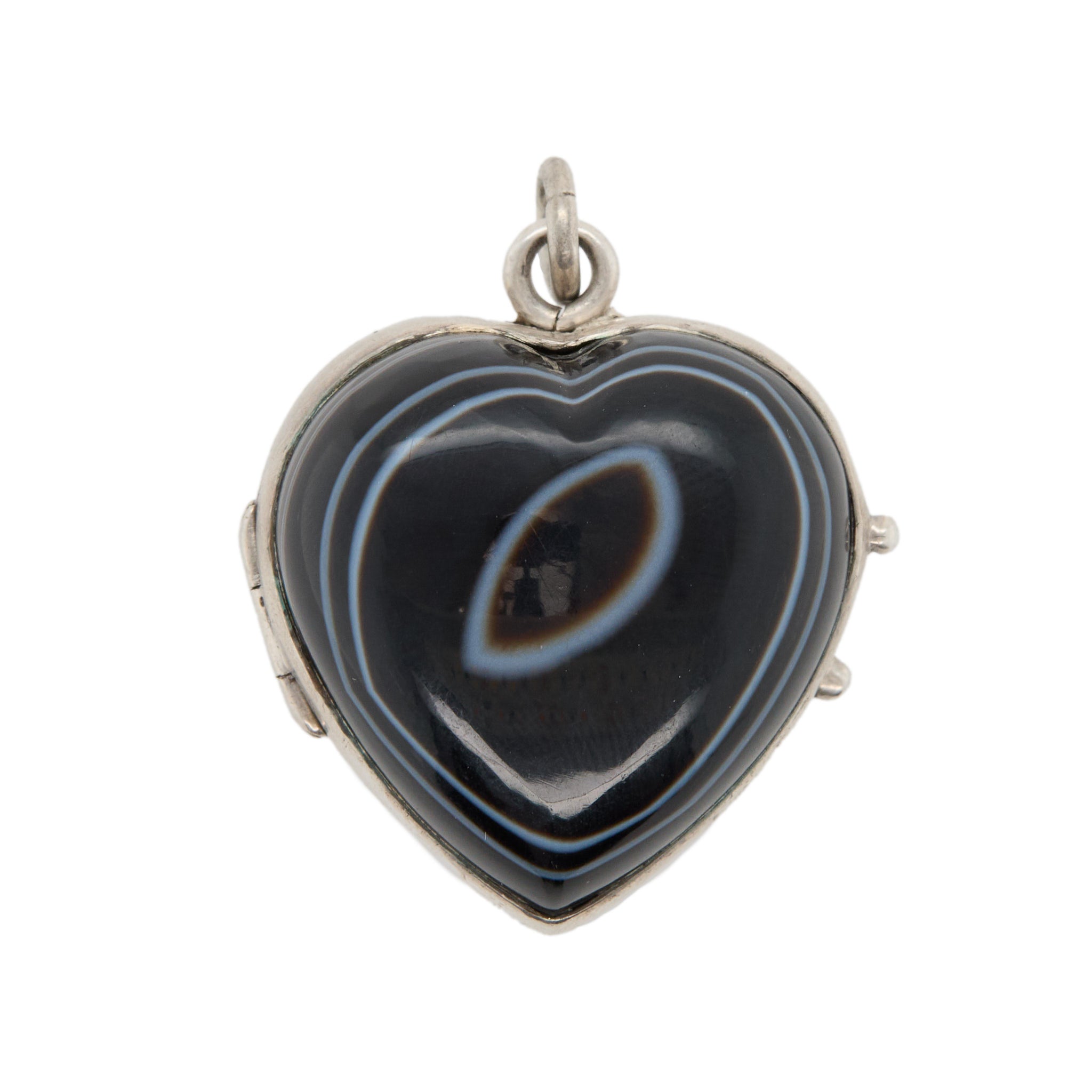 Banded Agate Heart Pendant-Charlotte Sayers Antique Jewellery