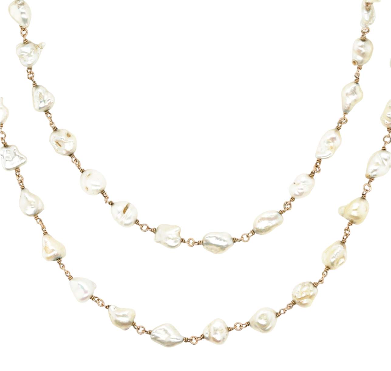 Baroque Freshwater Pearl Guard Chain-Charlotte Sayers Antique Jewellery