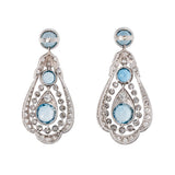 Belle Epoque Aquamarine and Diamond Earrings-Charlotte Sayers Antique Jewellery