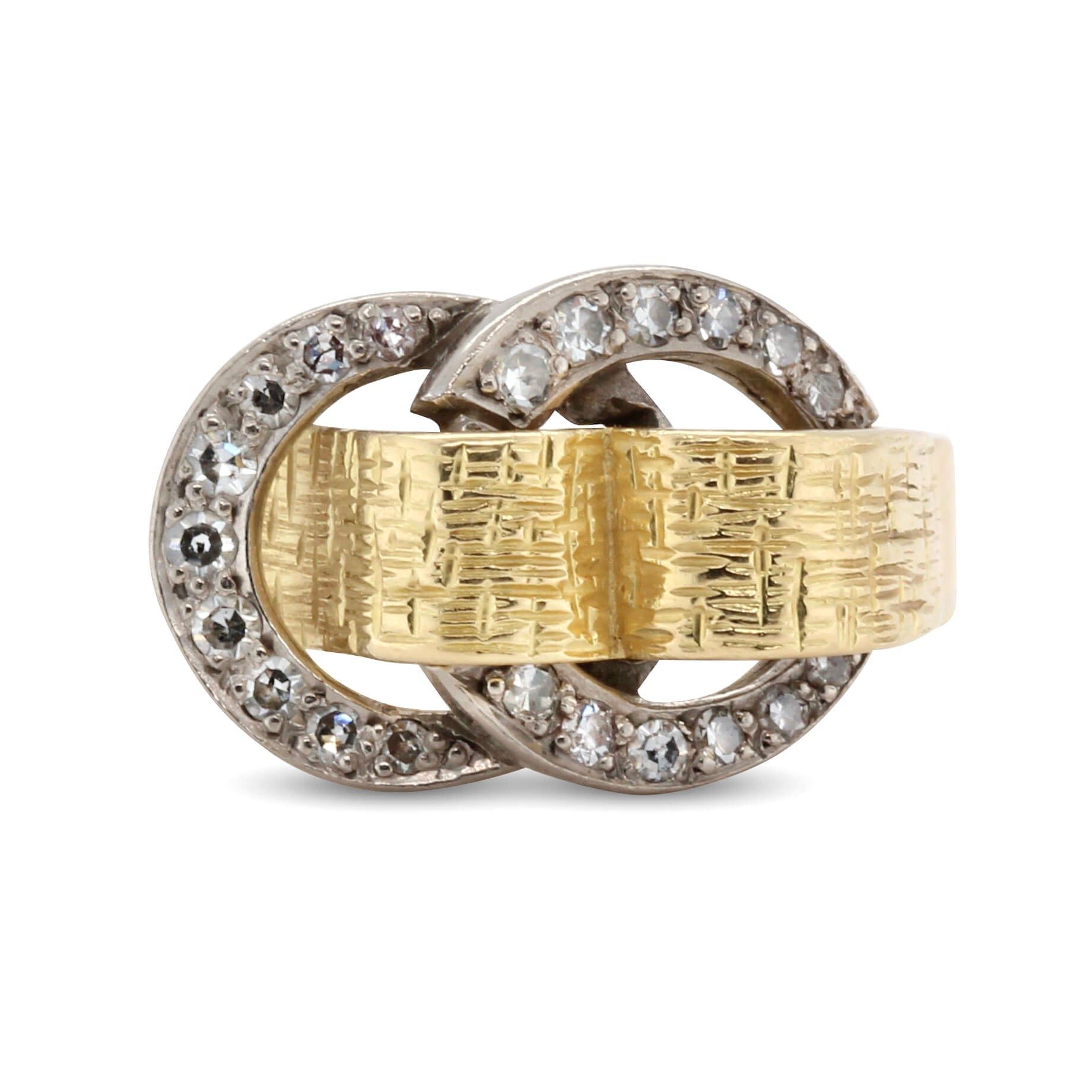 Ben Rosenfeld Diamond Buckle Ring-Charlotte Sayers Antique Jewellery