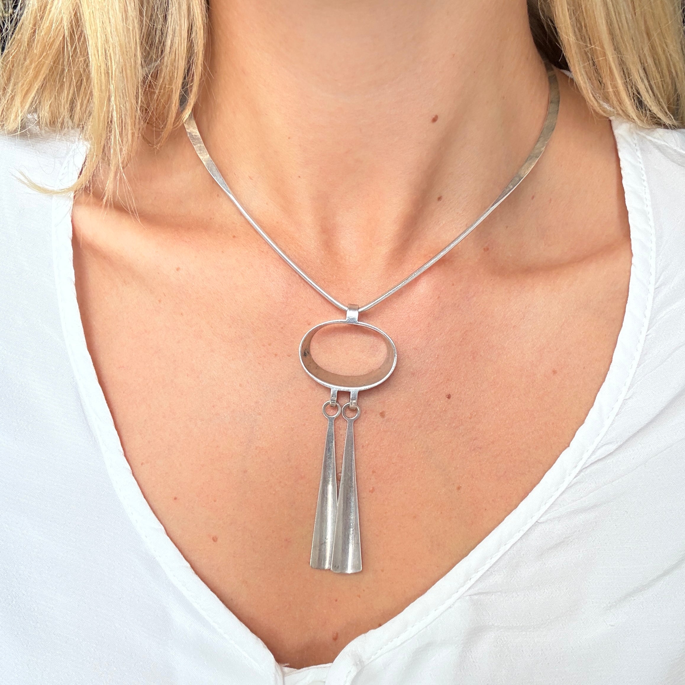 Bjorn Sigourd Ostern for David Andersen Silver Torque & Pendant-Charlotte Sayers Antique Jewellery